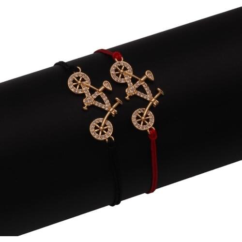 White Cubic Zirconia Bicycle Charm Bracelet For Women 2020 New Fashion Copper CZ Bike Sports Lover Red String Jewelry Present