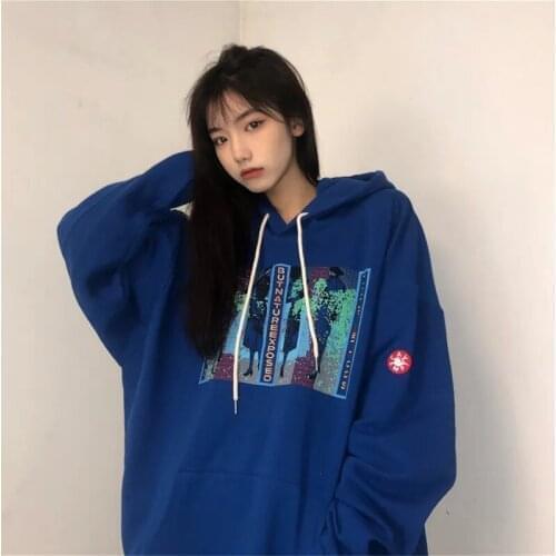 High Street Loose Pullover Print Top Sweatshirt Punk Long Sleeve Streetwear Warm Gothic Harajuku vintage clothes Womens Hoodie