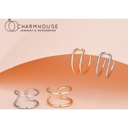 1 Pair Silver/ Gold Ear Cuff Non Piercing Double Lines C Shape Ear Clips Earrings For Women Hip Hop Jewelry Accesories Gifts