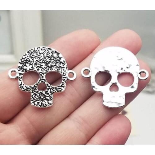 10pcs/lot--33x31mm, skeleton cham,Antique silver plated skull connector charms,DIY supplies,Jewelry accessories