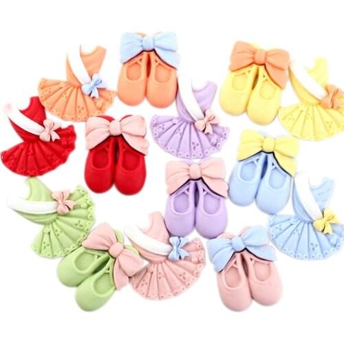14Pcs Kawaii Clothes Shoes Princess Accessories Flat Back Resin Miniature Pattern Applique DIY Craft Headdress Bow Embellishment