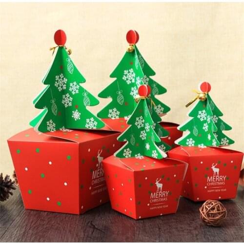 20Pcs/Lot Creative Box Christmas Tree Chocolate Box Packing Paper Boxes For Cakes Christmas Decorations For Home Birthday Party