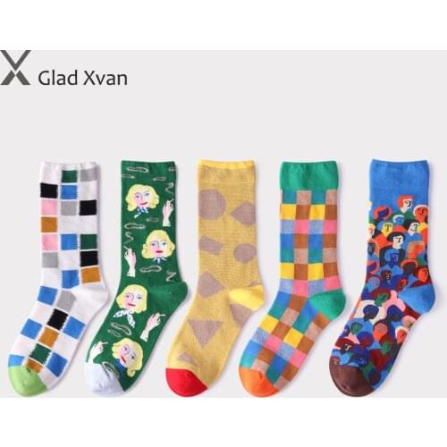 2020 Winter Thick Couple Socks Harajuk Style Cotton Warm Women Socks Funny Pattern Long Socks High Stretch Men Socks Fit 37-43