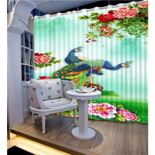 3d curtains Peacock Peony Flower flower curtains beautiful living room curtains home decor decoration