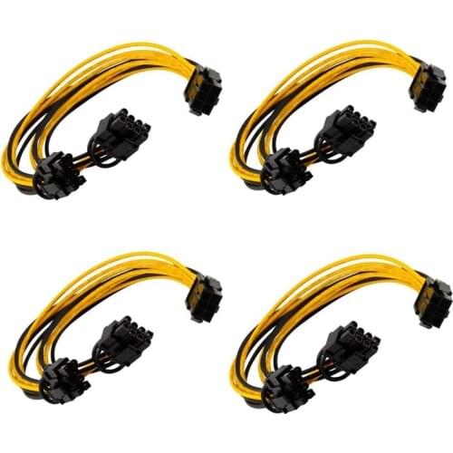 6 Pin PCIe to 2 x PCIe 8 (6+2) Pin Motherboard Graphics Video Card PCI-e Splitter Hub Power Extension Cable(4 Pack 20cm)