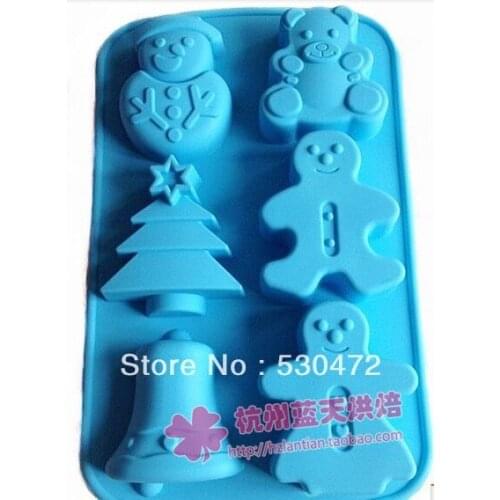 6 hole Christmas silicone Cake Mold Chocolate mould hole:9*8*3.3CM kitchen tools