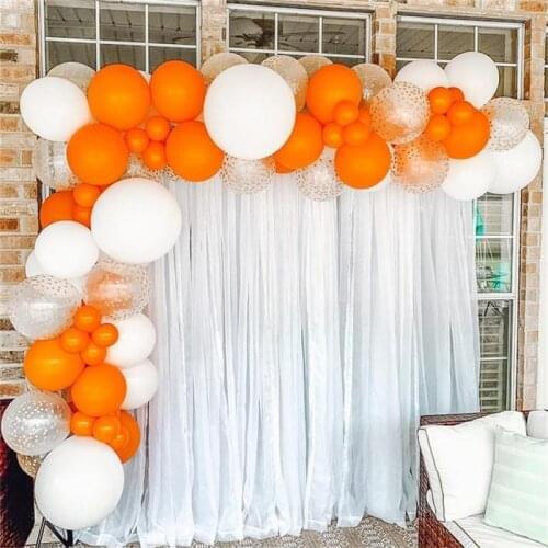 79pcs Orange Whit Latex Balloons Garland Arch Pearl Orange Balls Birthday Baby Shower Wedding Kids Party Decoratins