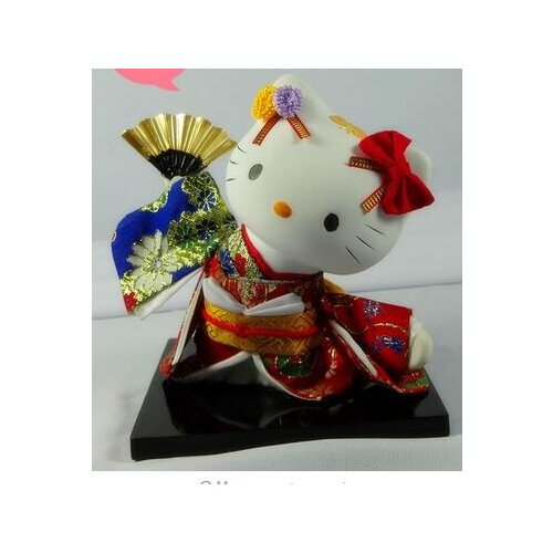A Crafts Arts Home decoration Lucky Cat ornaments large Japanese ceramic piggy piggy bank opened light red fan Zhaocai creative