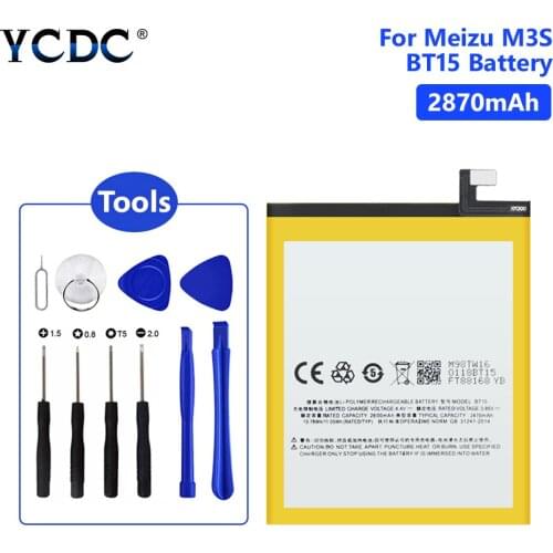 2870mAh BT15 Battery For Meizu M3 M3S /M3 mini BT15 High Capacity Battery For Meizu M3 M3S Smart Phone Battery With Repair Tools