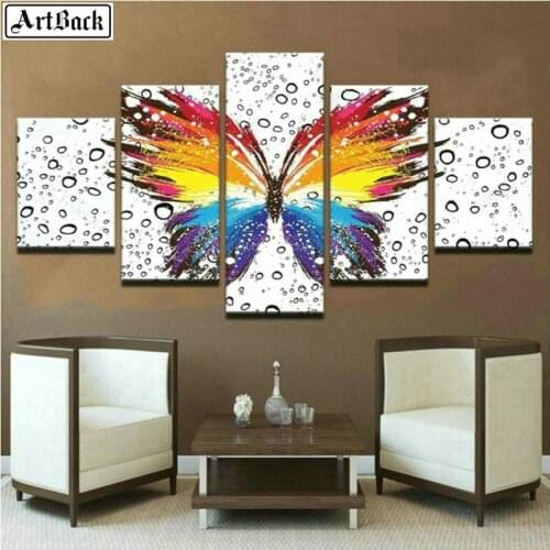 Color butterfly 5 spell diamond painting animal cross-stitch full square drill 5d mosaic home decoration rhinestone stickers