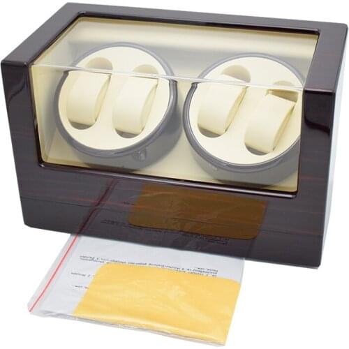 Automatic Watch Winder 4 Grids Lacquer Glossy Wooden Luxury Watches Display Rotate Box Power by Battery/Adapter Mabuchi Motor