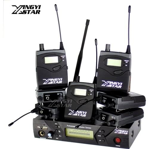 Pro Monitoring UHF Wireless In Ear Headphone Stage Monitor System USB Transmitter & 7 Receiver Recording Studio DJ Mixer Console