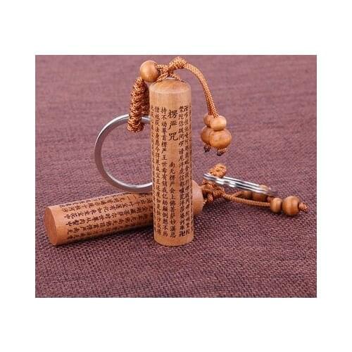 Buddhist Scriptures Carving Peach Key Chain Ethnic Style Car Keyring Gift