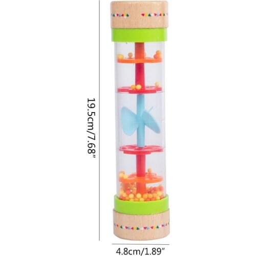 HUYU Wooden Rainmaker Rattle Toy Beaded Raindrops Tube Hourglass Mini Muscial Toys