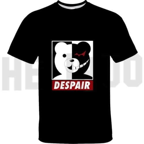 3D Black and White Bear Danganronpa Monokuma T-shirt Mens Summer Casual Oversized T Shirt Anime Top 90s Graphic T Shirt Kpop