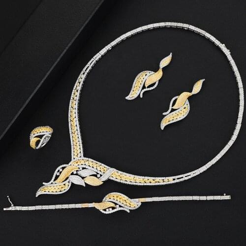 GODKI Luxury Butterfly Flower 4PCS Nigerian Jewelry set For Women Wedding Zircon Crystal CZ Bridal Lariat Necklace Ring Set