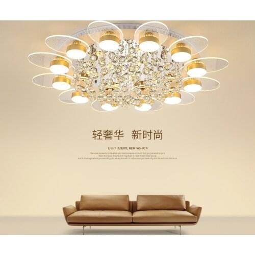 Crystal Luxury LED Ceiling Light For Dining Living Room Bedroom Lobby Modern Mount Round Flush Panel Lamp With Remote Control