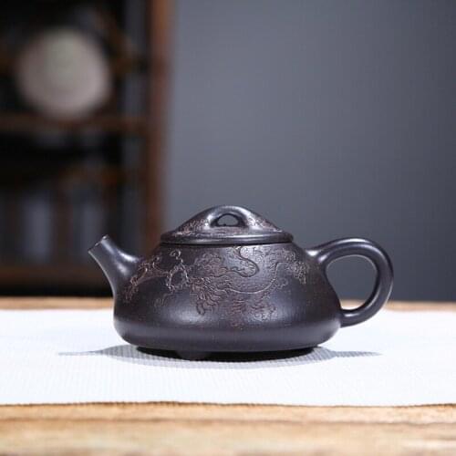 Yixing recommended vivi all hand undressed ore black diamond ladle sketch POTS painted suit household kung fu tea set