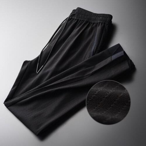 Classic Black Mens Pants Luxury Soft Thin Casual Sport Solid Color Man Pants Plus Size 4xl Summer Fashion Slim Fit Trousers Men