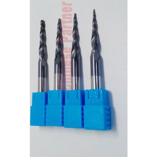 3pcs Assorted HRC55 R0.25&R0.5&R0.75&R1.0&R1.5 Tungsten solid carbide Taper Ball Nose End Mill cnc router bit wood tool