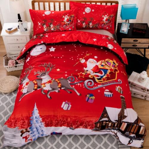 Merry Christmas printed Bedding Set for comforter Single Double Queen King size bed linens set Santa duvet cover set Xmas gift