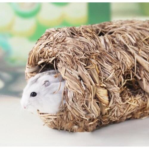 Hot!Grass Straw Small Pet Rabbit Hamster Guinea Pig Cage Nest House Chew Bed Tunnel