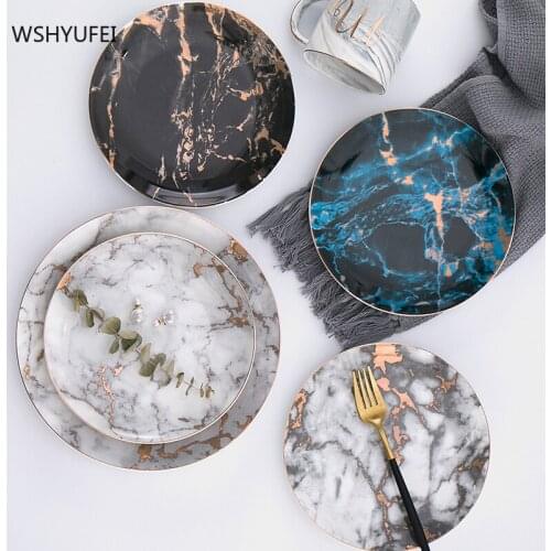 Nordic Marble Steak Western Plate Home Phnom Penh Kitchen Dessert Storage Cake Plate Home Luxury Kitchen Exquisite Tableware
