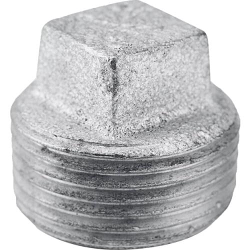 2021 New Malleable Steel Pipe Fittings Galvanized Plug 4 & 6 Points 1 Inch External Thread Water Pipe Plugging Cap