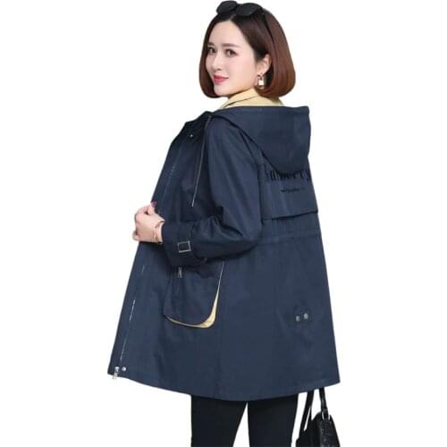 2021 New Spring Autumn Womens Jacket Hooded Long Coat Causal Loose Overcoat Famale Windbreaker Jackets Outwear Plus Size 3XL