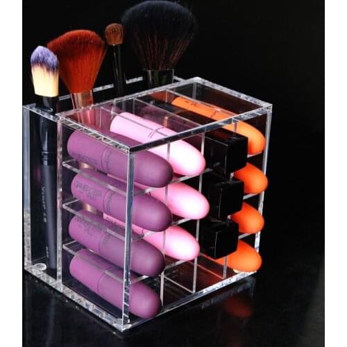 New Acrylic Makeup Organizer Cosmetic Holder Lipstick Makeup Brushes Accessory Organizer Desktop Makeup Tools Storage Box