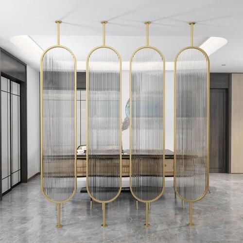 Light luxury stainless steel screen modern glass screen living room bedroom partition decoration SUS 304
