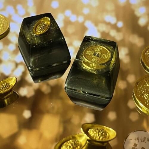 Creativity Resin Keycaps For Cherry Mx Switch Mechanical Keyboard Black Gold Backlit Key Caps for Chinese Traditional Currency