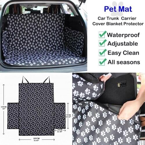 Black Footprint Waterproof All Seasons Pet Dog Cat Supplies Car Trunk Carrier Cover Pet Blanket Cover Protector