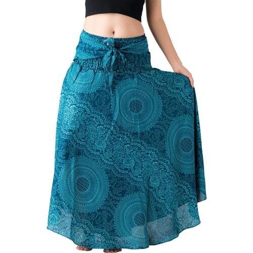 All-match Women Long Skirts Hippie Bohemian Gypsy Boho Flowers Elastic Waist Floral Halter Skirt Falda Sexy De Las Señoras