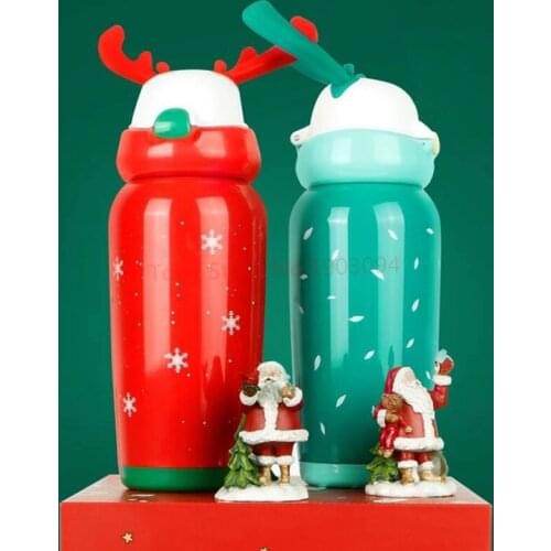 10pcs Creative Elk Vacuum Water Bottle 500ml Stainless Steel Water Bottle DIY Christmas Decoration Water Bottle Sport 5 Colors