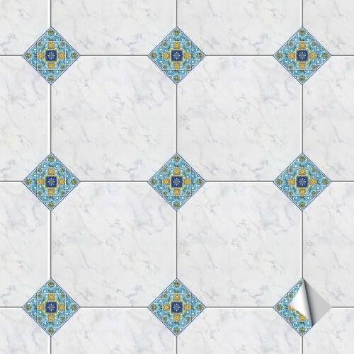 100pcs Vintage Italy Tiles PVC Waterproof Wallpaper Kitchen Bathroom Marble Ground Griotte Floor Diy Removable Tile Wall Sticker