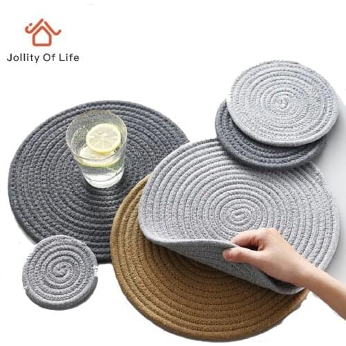 2Pcs/Lot Table Mats for Dining Table Polyester Cotton Bowl Mat Placemat Heat-resistant Home Plate Mat Drink Coasters