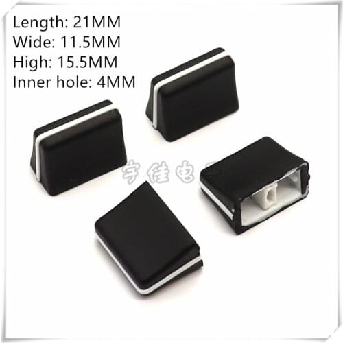5 Pieces 21*11.5*15.5MM Black Rubber DJ Mixer Station Volume Control Push Button Straight Slide Potentiometer Handle Cap