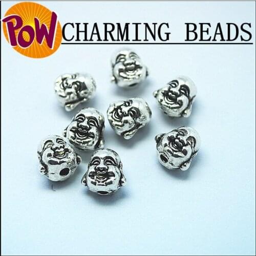 50 pieces/Lot metal matches beads Smile buddha heads figures middle hole charms bracelet match beads accessories size 8x10mm