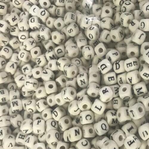 8mm 10mm Fashion Wooden Beads 100pcs/lot Natural Alphabet/ Letter Cube Wood Beads For Jewelry Making DIY Bracelet Necklace