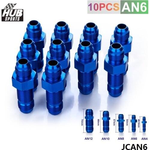 6AN AN6 MALE THREAD STRAIGHT BULKHEAD FLARE BLUE ALUMINUM ANODIZED FITTING HU-JCAN6