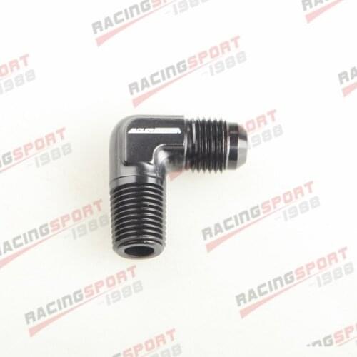 AN6 6AN AN-6 To 1/4" NPT 90 Degree Male Aluminum Fitting Adapter Black