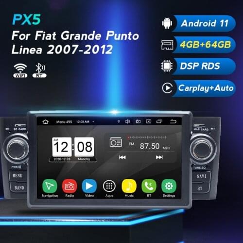Android 11 DSP Car Dvd Player For Fiat Grande Punto Linea 2007 - 2012 Multimedia Auto Radio GPS Navi New Carplay Video Output 4G