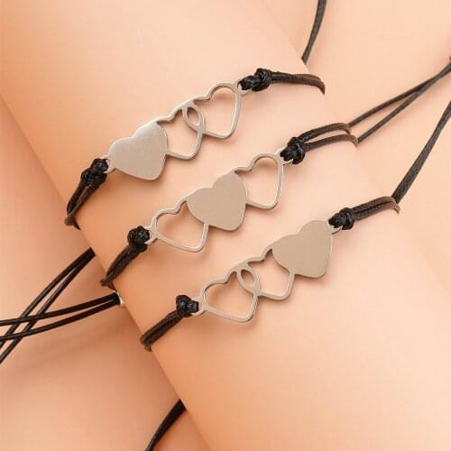Classic Stainless Steel Hollow Heart Bracelets Woven Adjustable Bracelets Fashion Friendship Jewelry Gifts