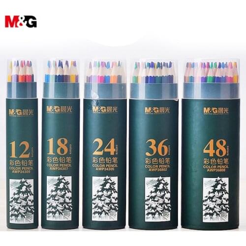 M&G Colored Pencils. Painting. Graffiti. Colored Lead. Barreled Wooden Poles 12/18/24/36/48 Colors Wooden Lead Pencil