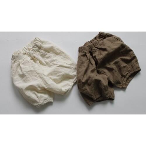 Korean Style Summer New Cotton Linen Children Loose Calf-length Pants Pure Color Trousers Toddlers Kids Lantern Pants