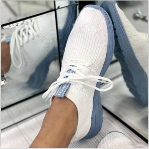Akexiya New Summer Women Shoes Knitting Shoes White Platform Sneakers Casual Fashion Breathable Sneakers Vulcanized Shoes Woman