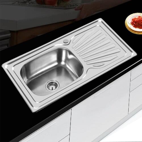 Stainless Steel Kitchen Sinks Counter Wastafel Kitchen Sink Single Bowl Hygienic Material Strong Durable Easy To Clean HWC