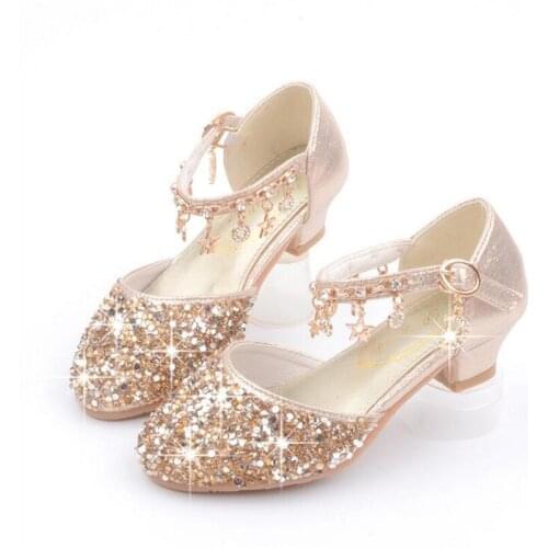 Summer Girls Kids Princess Shoes Sequin Girl Children Sandals Rhinestone Shine Children Shoes Toddler Baby Breathable Footwear