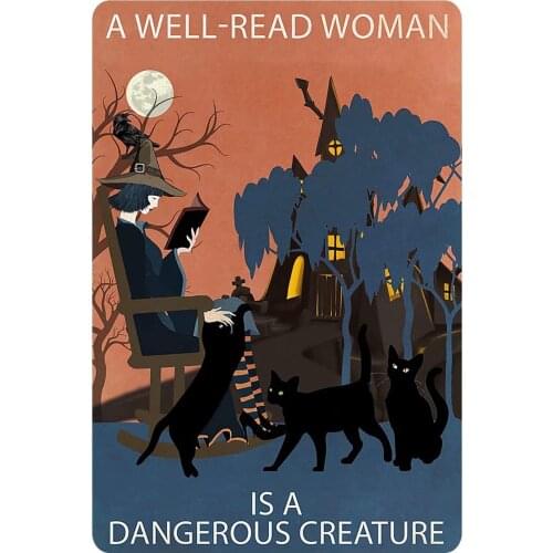 Retro Tin Sign Metal Sign Dangerous Book-Reading Woman Decorating Bar Bedroom Home Decor Cafe Wall Plaque